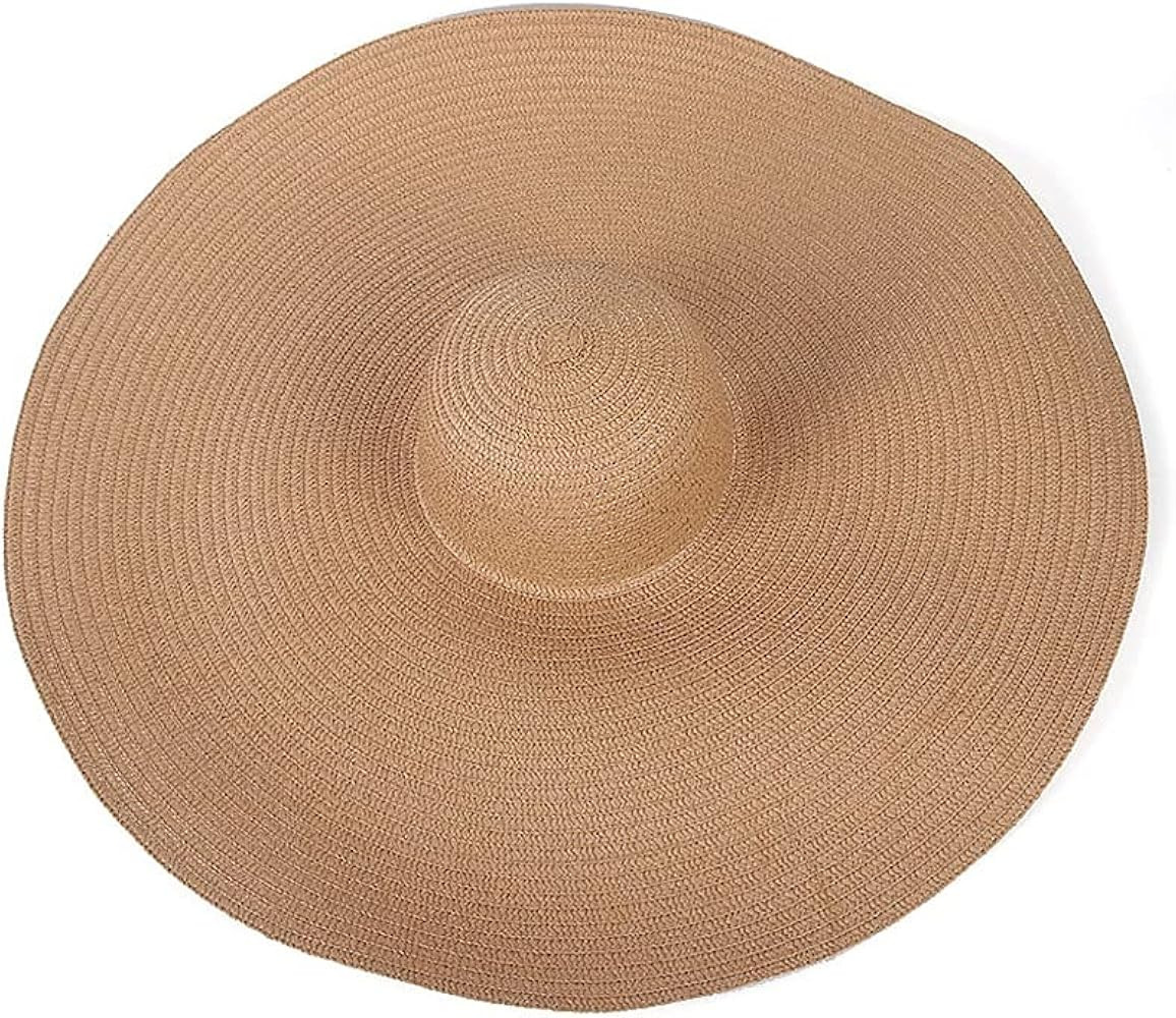 25CM Wide Brim Oversized Beach Hats for Women Large Hat Foldable Sun Shade Hat One Color | Amazon (US)