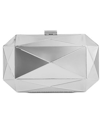 INC International Concepts I.N.C. Silver Shiny Celeste Clutch, Created for Macy's & Reviews - Han... | Macys (US)