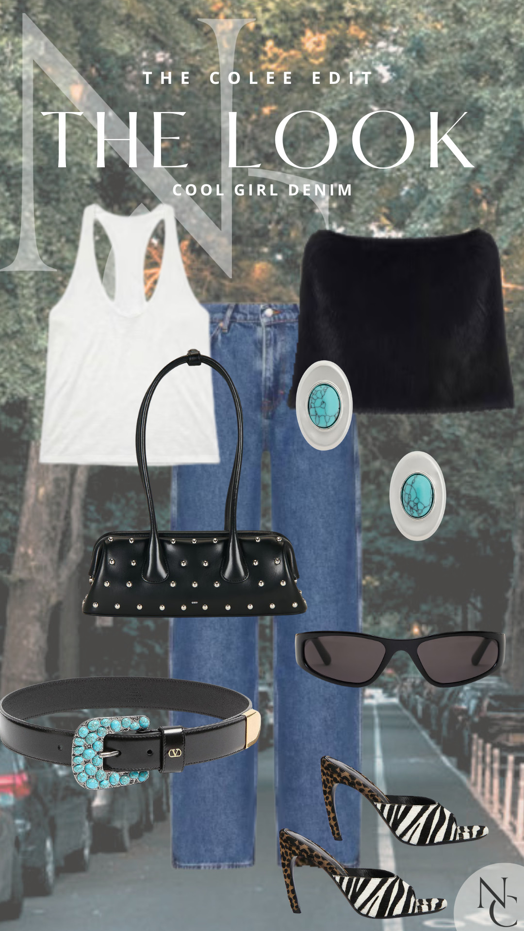 COOL GIRL DENIM 🩵🖤

Denim, but absolutely not basic. 🩵🖤

A white tank + great straight-leg jeans gets a major personality upgrade with faux fur, turquoise, studs and mixed animal print. Because apparently I cannot leave a perfectly simple outfit alone. 😂

This is how I like my denim: easy at the base, slightly unhinged in the accessories. 😉

#DenimStyle #CoolGirlStyle #FallFashion #TheColeeEdit #LTKStyle 

 #LTKdayinmylife #LTKgrwm #LTKootd