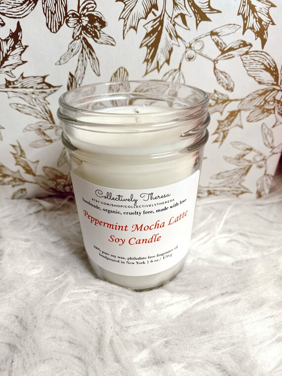 Peppermint Mocha Latte Soy Wax Candle | Organic | Dye Free | Phthalate Free | Holiday Candle | Ho... | Etsy (US)