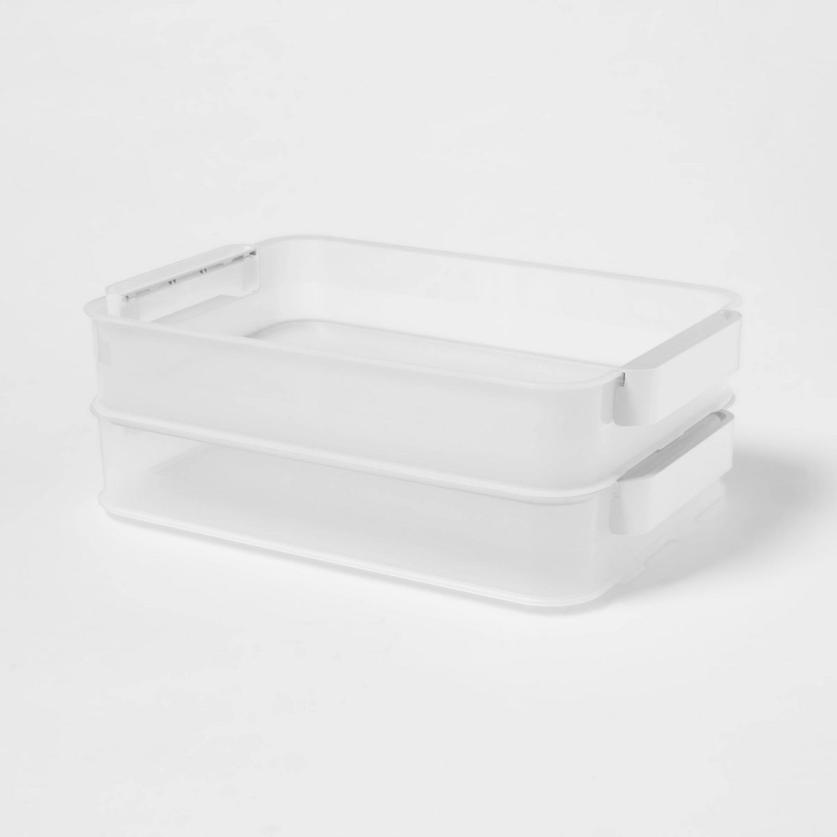 Click in Place 6.7qt Clear Shallow Plastic Storage Bin with White Latch for Home and Office Organ... | Target