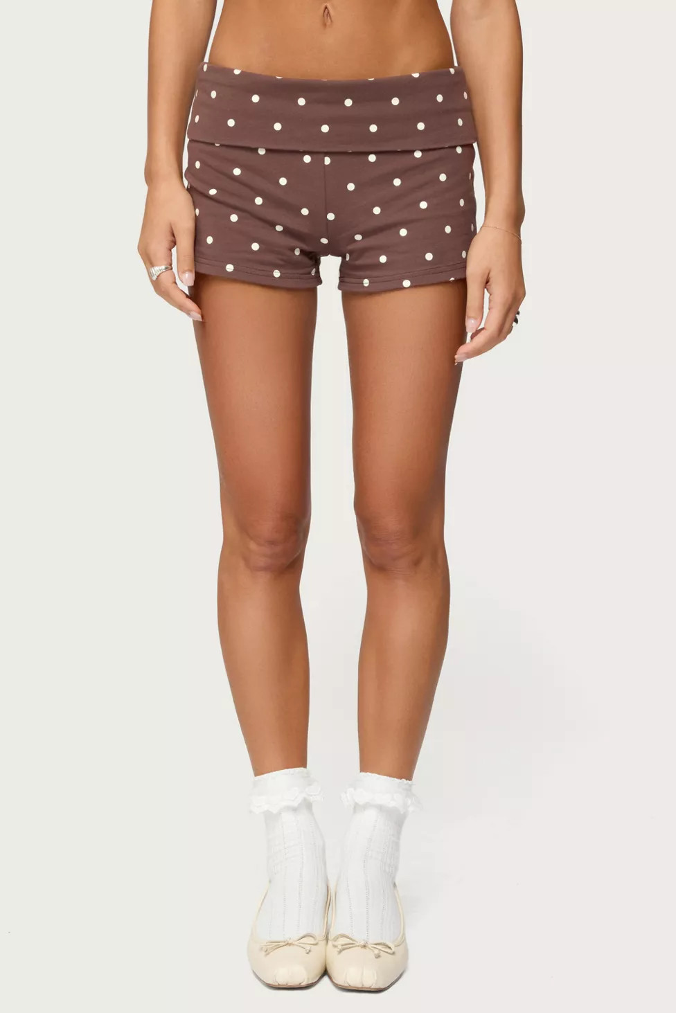 Edikted Chelsie Polka Dot Foldover Shorts | Urban Outfitters (US and RoW)