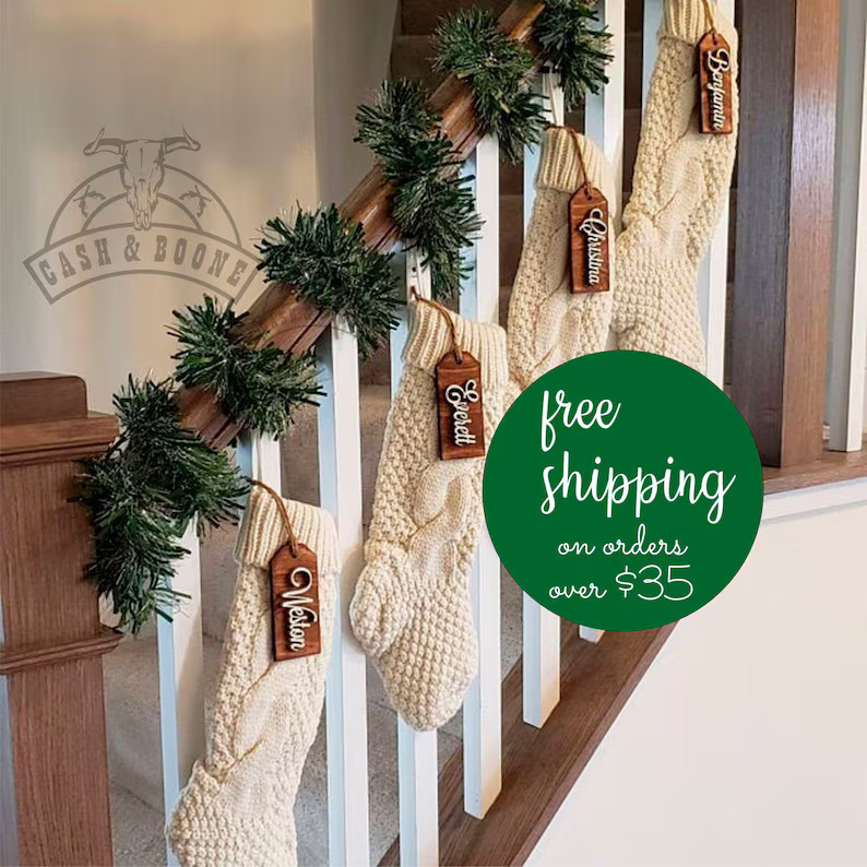 Christmas Stocking Name Tags Wooden - Etsy | Etsy (US)