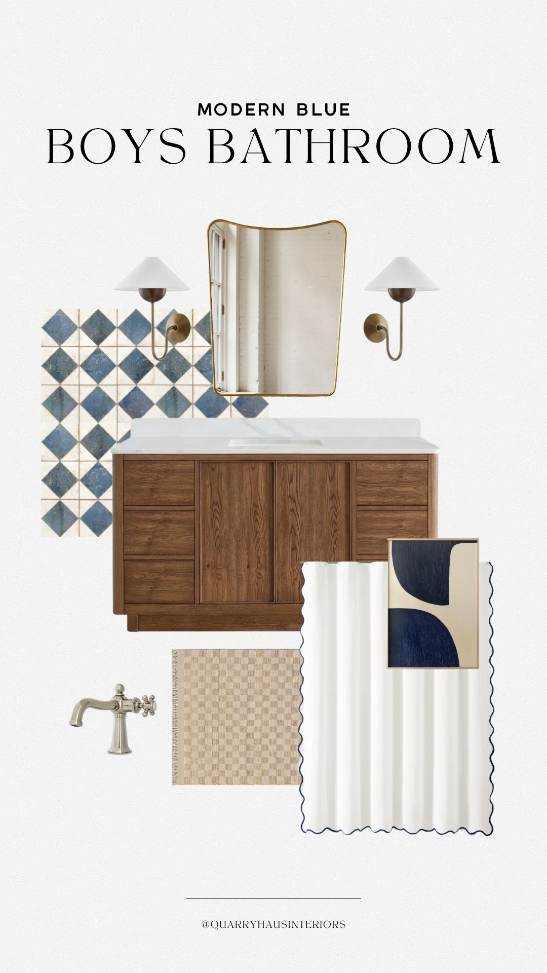 Modern blue boys bathroom design and decor 💙 

Vanity tile lighting mirror sconces decor mid century organic

#LTKHome