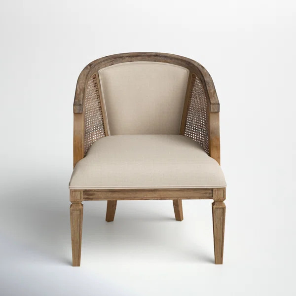 Alaraph Wood and Upholstered Barrel Cane Accent Chair | Wayfair North America