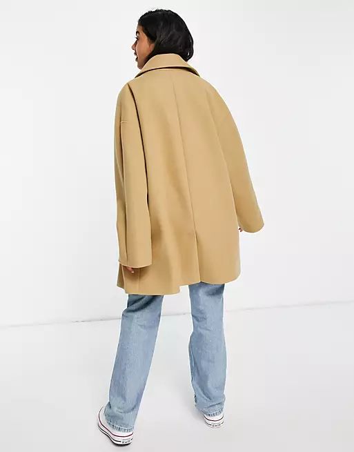 ASOS DESIGN oversized boyfriend coat in camel | ASOS | ASOS (Global)