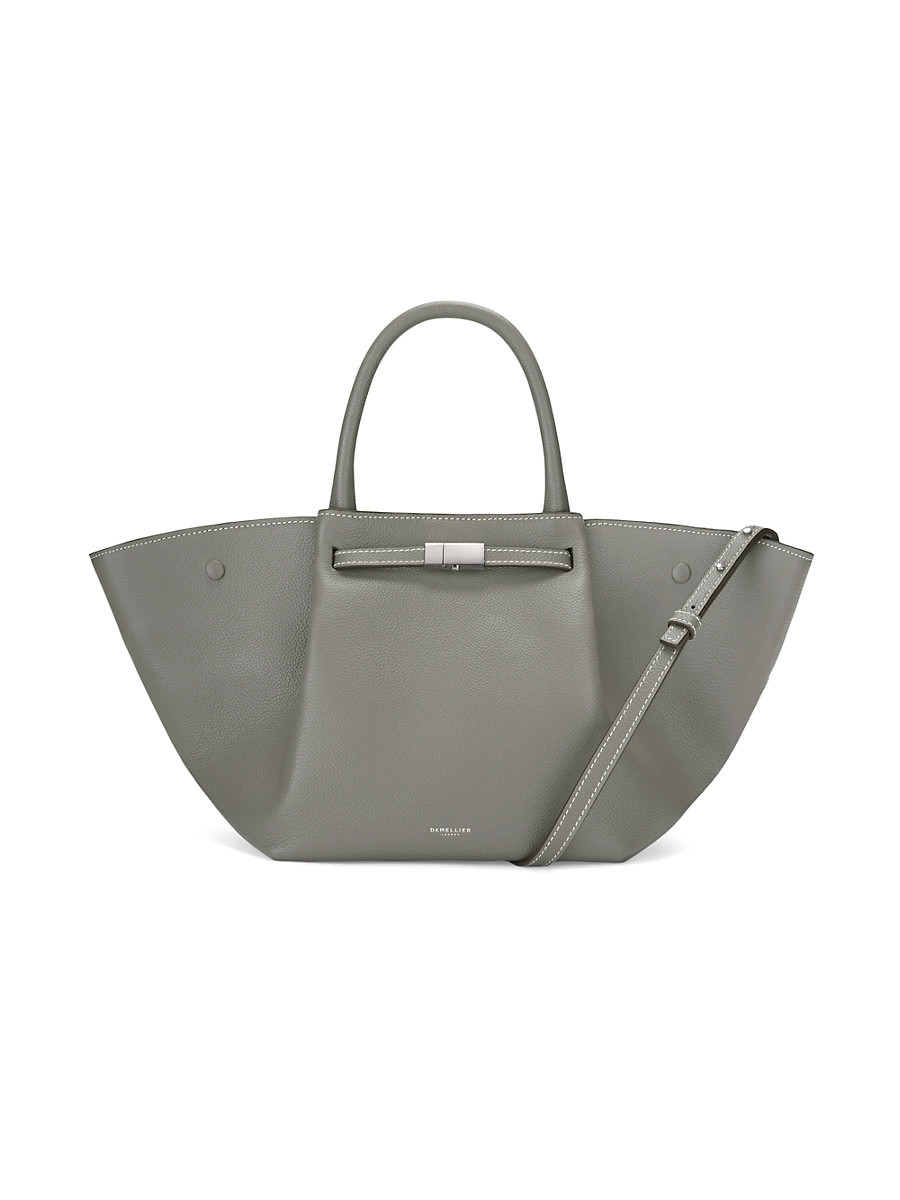 Women's Midi New York Leather Tote Bag - Stone Grey | Saks Fifth Avenue