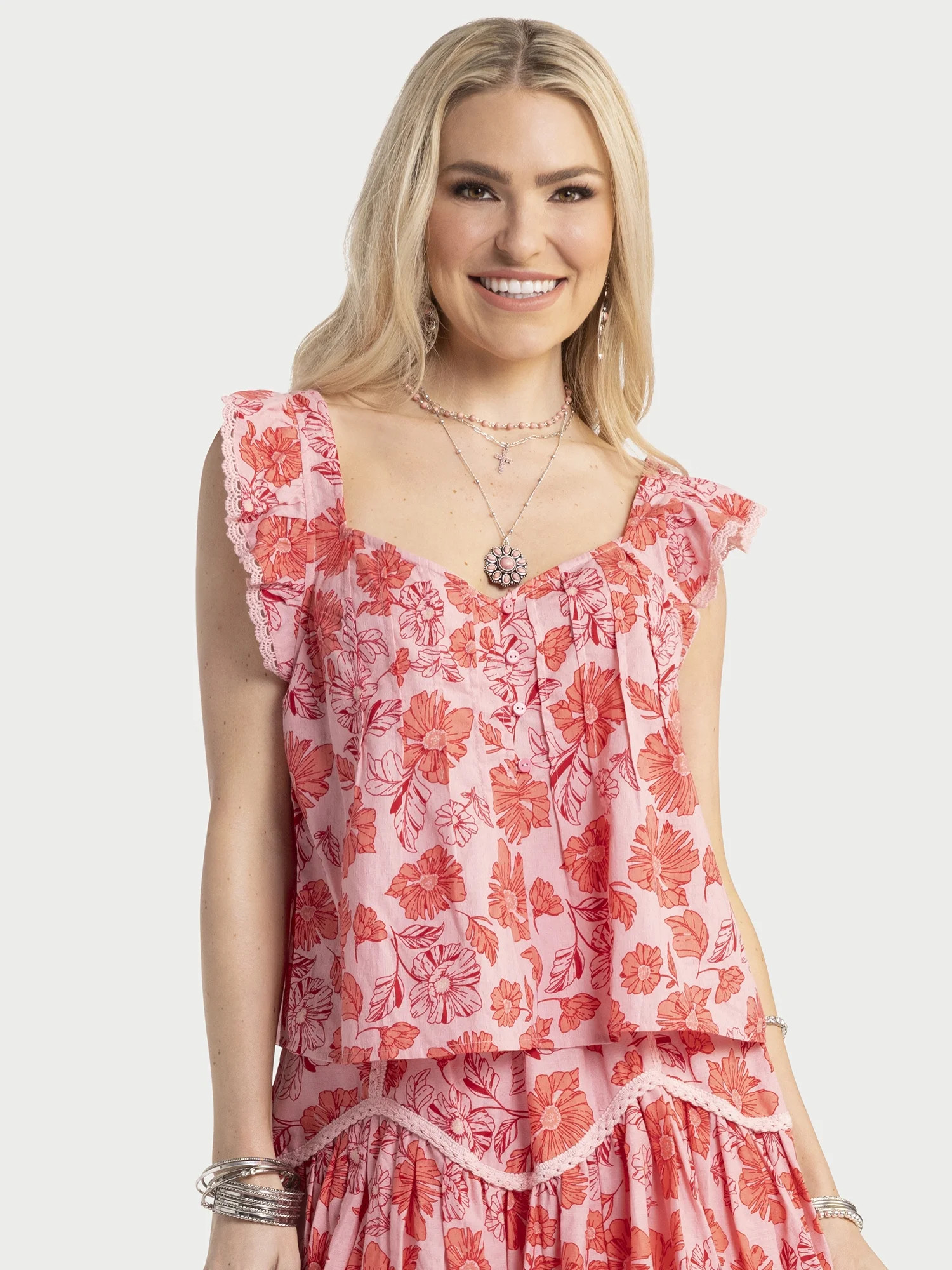 Jessica Simpson Women's Kera Pintuck Blouse, Sizes XS-XL - Walmart.com | Walmart (US)