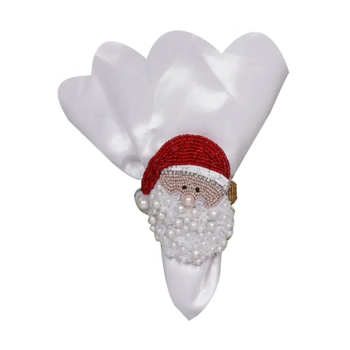 Set of Two Fully Beaded Santa Claus Christmas Napkin Rings | The Well Appointed House, LLC