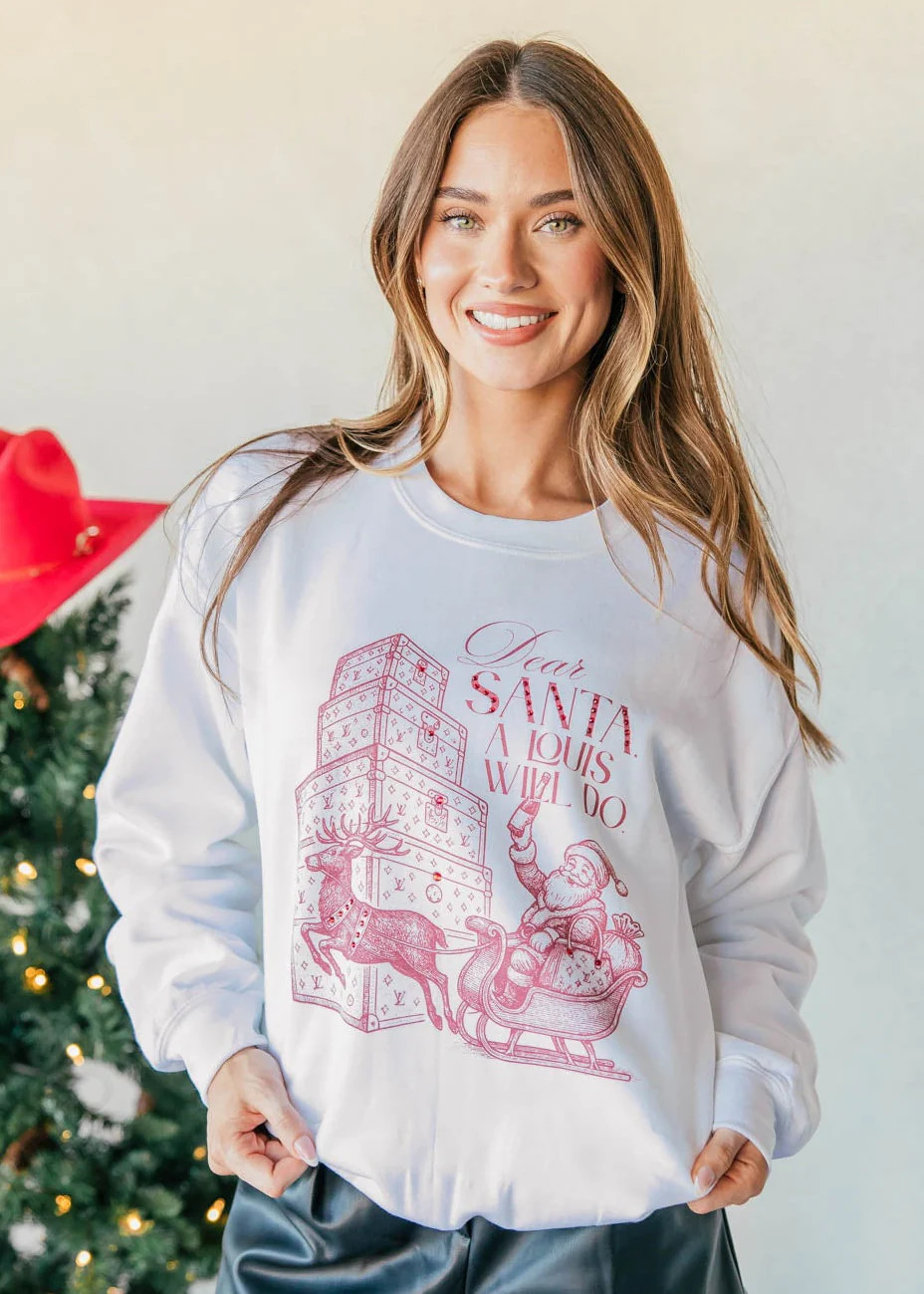 NEW!! Dear Santa Sweatshirt in White | Glitzy Bella
