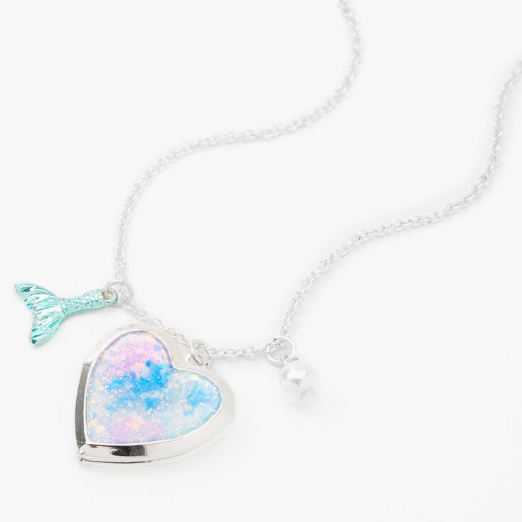 Silver Mermaid Heart Locket Pendant Necklace | Claire's (UK)