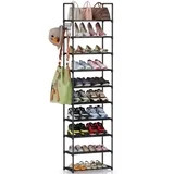 10 Tier Metal Shoes Rack, Bug Hull Narrow Stackable Shoes Shelf with Hooks, Shoe Tower for 20-24 ... | Walmart (US)