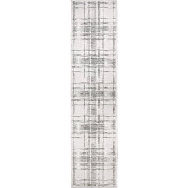 My Texas House Hampshire Plaid Reversible Indoor/ Outdoor Area Rug, Natural Silverton, 2' x 8' Ru... | Walmart (US)