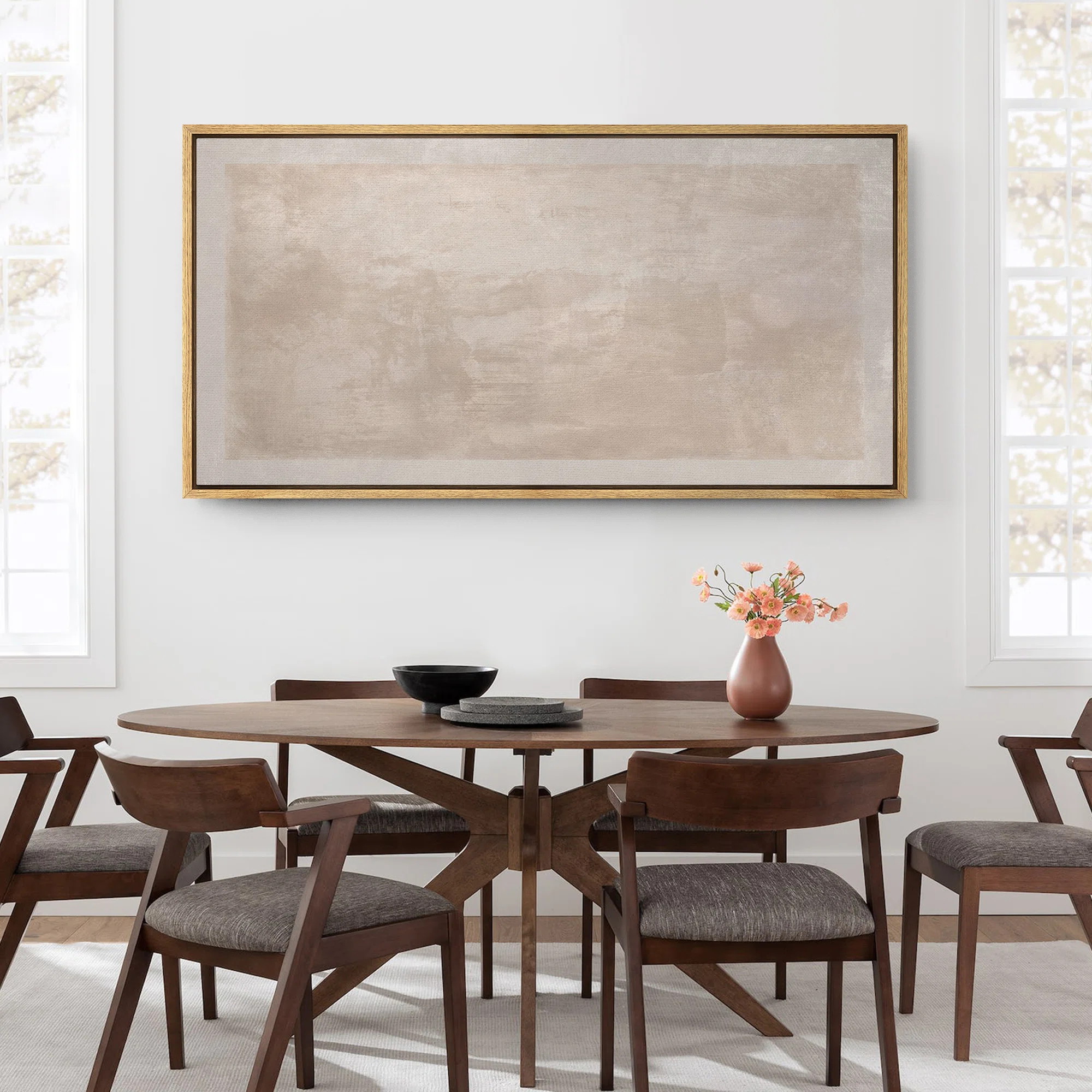 Large Framed Canvas Print Wall Art - Neutral Abstract Print for Minimalist Modern Home Decor | Wayfair North America