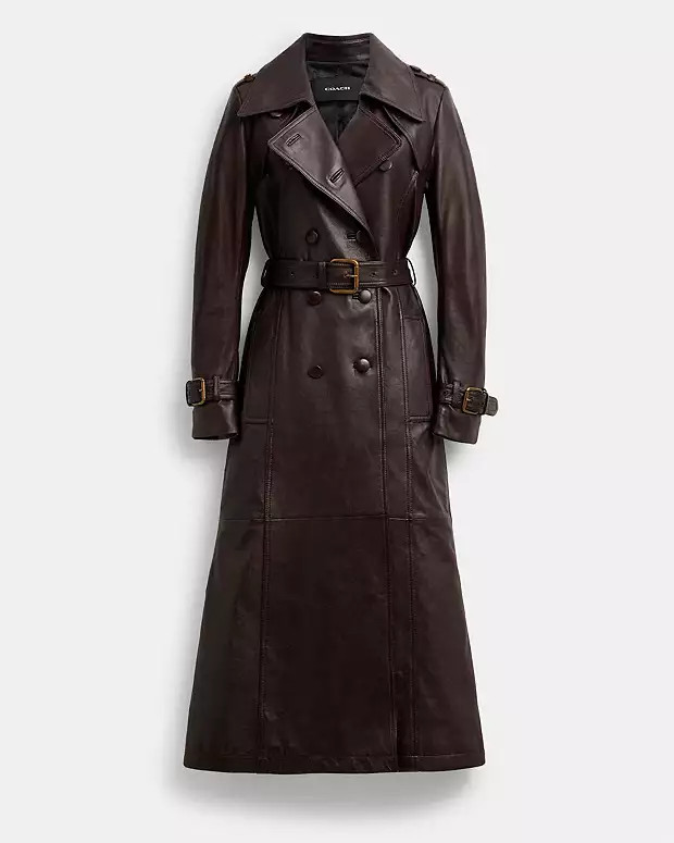 Double Breasted Leather Trench Coat | Coach (US)