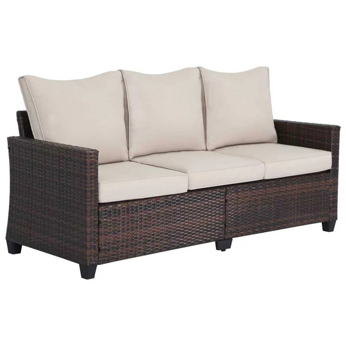 Outdoor Patio Rattan Sofa,3-person Wicker Couch With Cushions | Wayfair North America