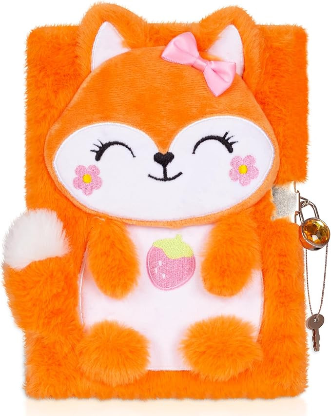 Fox Diary for Girls with Lock, Plush Fox Toys Gift for Teen Girls Back to School, Kids Fox Writin... | Amazon (US)