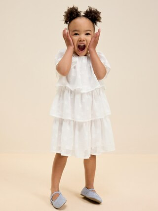 Short-Sleeve Textured Tiered Swing Dress for Toddler Girls | Old Navy (US)