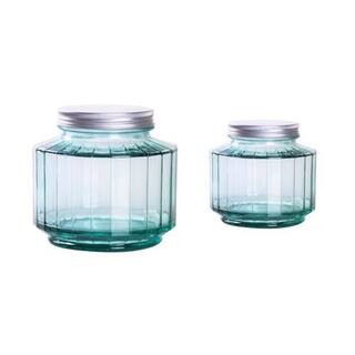 French Home Recycled Glass Set of a 10 oz. and 33 oz. Storage Jar, Clear | The Home Depot