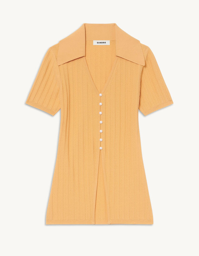 Knit top with pearl buttons | Sandro-Paris US