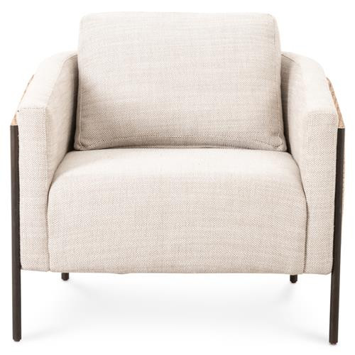 Cyrille Coastal Beach Beige Performance Natural Rattan Barrel Arm Chair | Kathy Kuo Home