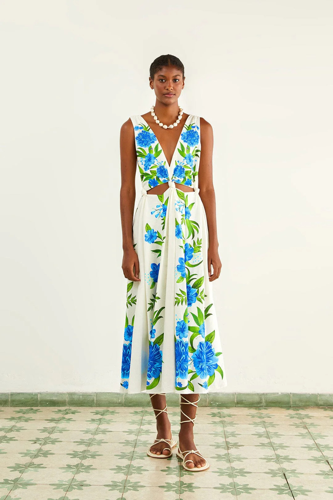 Off-White Romantic Garden Midi Dress | FarmRio (US)