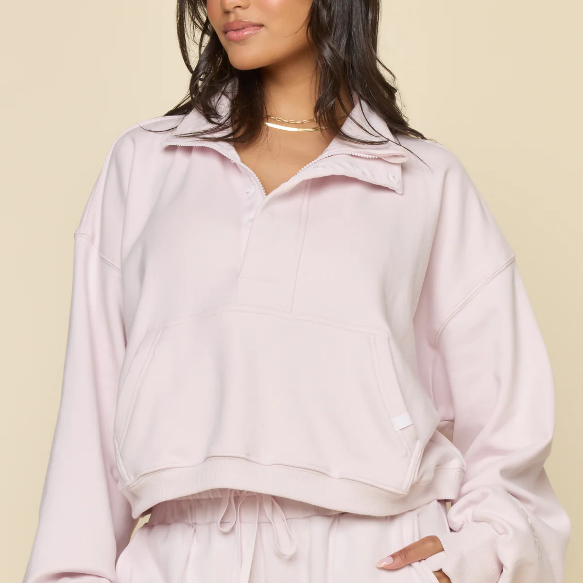 Ooey Gooey Crop Half Zip Sweater - Pink Ice | POPFLEX