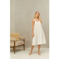 Linen Long Nightgown River With Lace Straps - Sustainable White Boho Gown | Etsy (US)