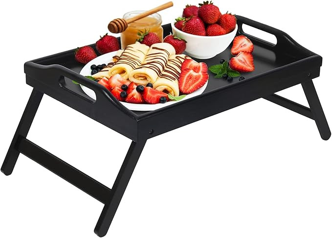 Bed Tray Folding Legs with Handles Breakfast Food Tray Table for Sofa Eating,Drawing,Platters Bam... | Amazon (US)