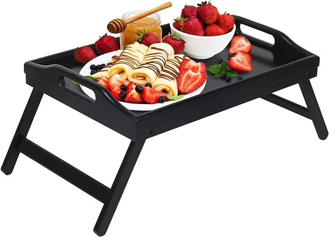 Bed Tray Folding Legs with Handles Breakfast Food Tray Table for Sofa Eating,Drawing,Platters Bam... | Amazon (US)