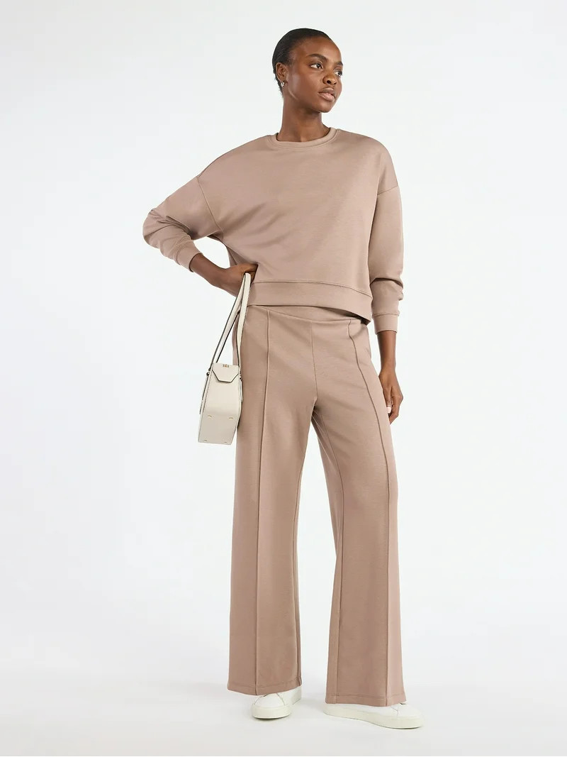 Scoop Women's and Women's Plus New Scubaknit Cropped Sweatshirt with Drop Sleeves, Sizes XS-4X | Walmart (US)