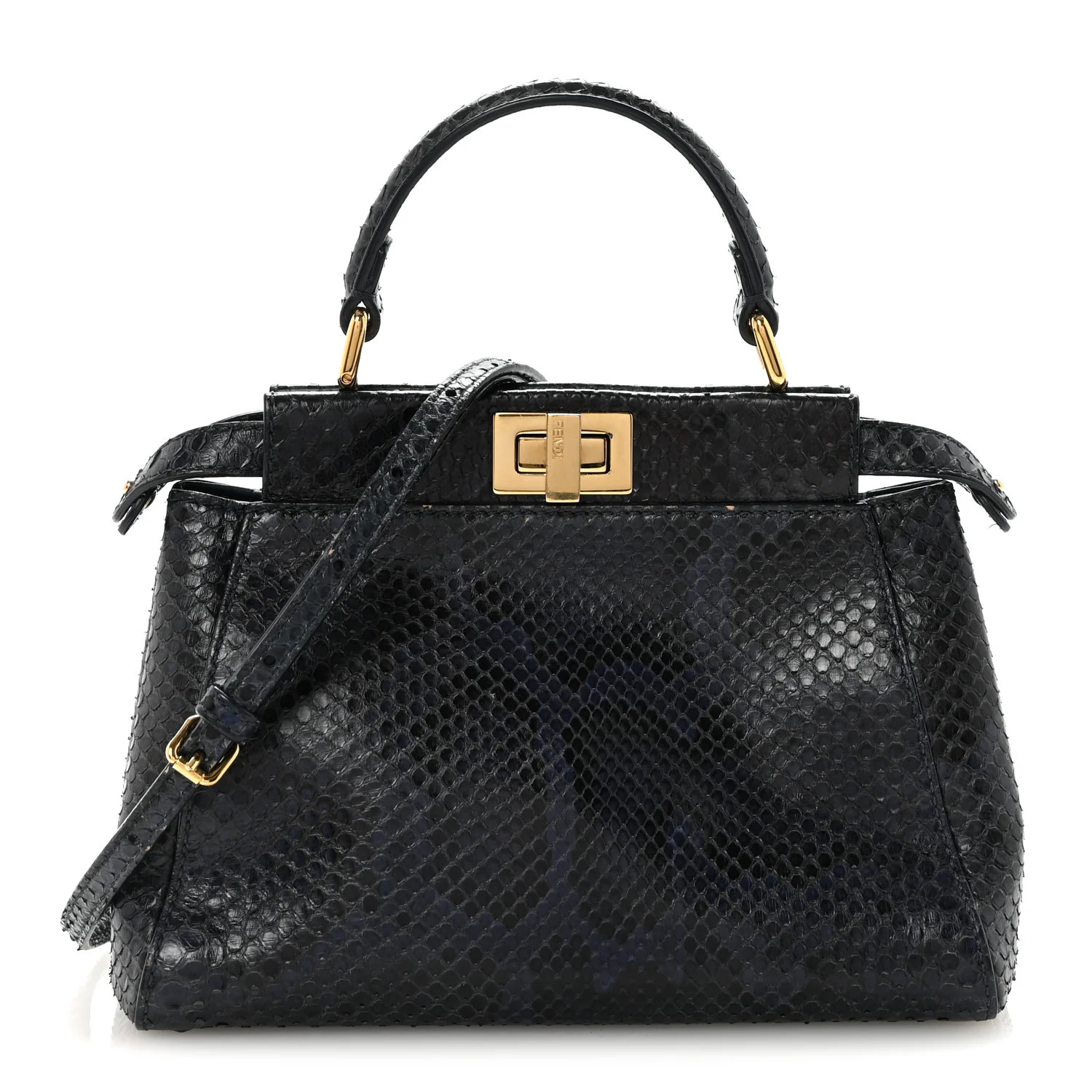 Python Shiny Nappa Mini Peekaboo Iconic Satchel Blue Jeans | FASHIONPHILE (US)