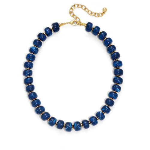 HolidayQbee Beaded Necklace for Women Boho Bead Chunky Necklace Big Bead Necklace Fashion Trendy Summer Blue Resin Beaded Necklaces Jewelry Gifts | Amazon (US)