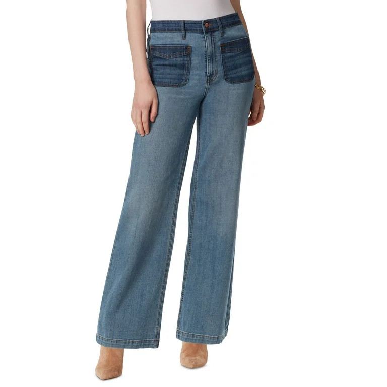 Jessica Simpson Womens High Rise Wide Leg Denim Jeans Med Blue 25 - Walmart.com | Walmart (US)