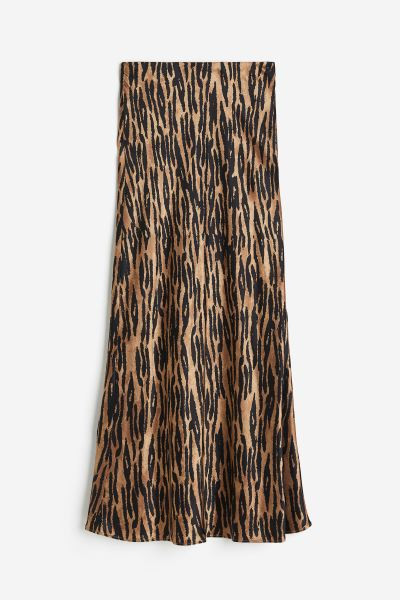 Satin maxi skirt - Light brown/Leopard print - Ladies | H&M GB | H&M (UK, MY, IN, SG, PH, TW, HK)