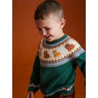 JoJo Maman Bebe Toddler Boys Highland Cow Fair Isle Jumper - Green | Very (UK)