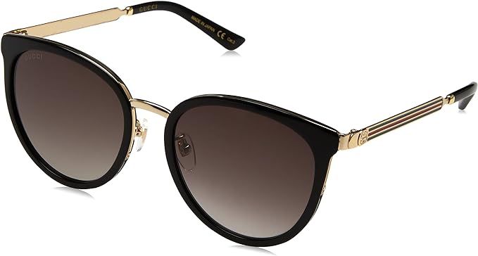 Gucci Design Sunglasses GG0077SK 001 Black Frame Gold Frame With Grey Lens | Amazon (US)