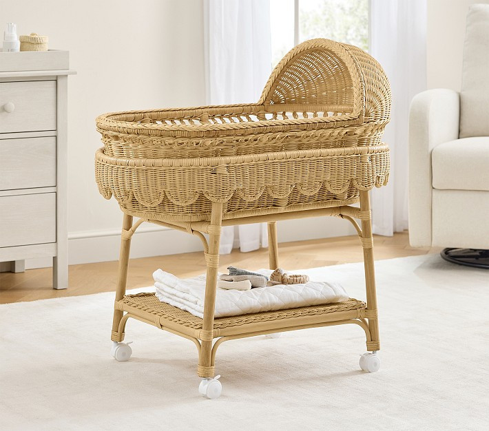 Scallop Wicker Bassinet & Mattress Pad Set | Pottery Barn Kids