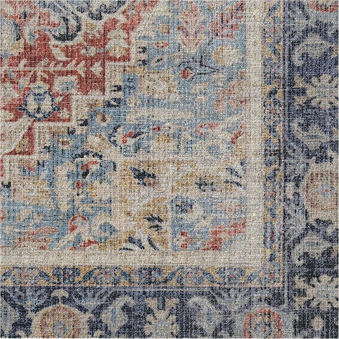 RUGGABLE Kamran Washable Rug - Perfect Vintage Area Rug for Living Room Bedroom Kitchen - Pet & C... | Amazon (US)