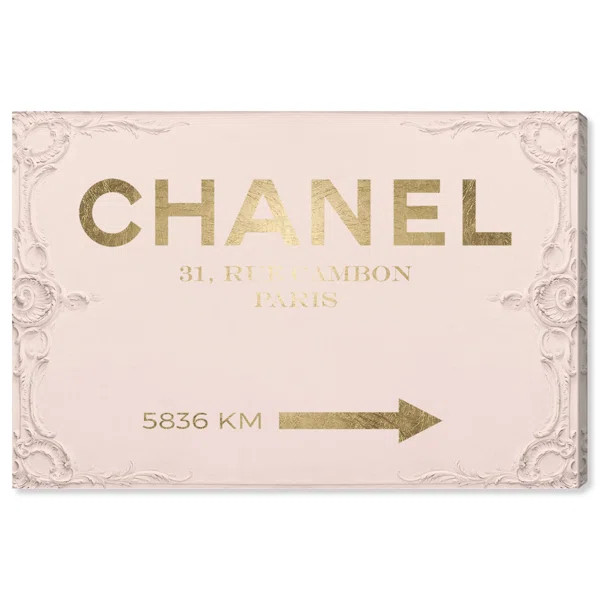 'Couture Road Sign Rococo Gold Blush' Graphic Art Print | Wayfair North America
