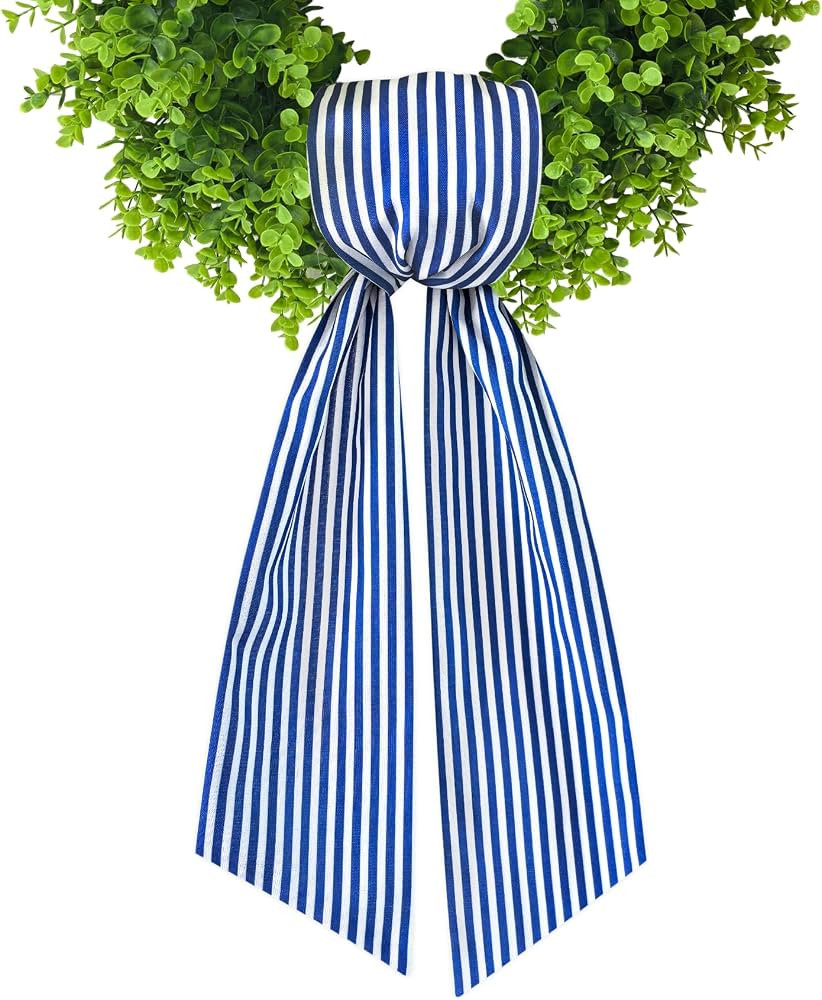 Wreath Sash for Front Door, 5.1'' x 55.5''(Blue and White Stripe) | Amazon (US)