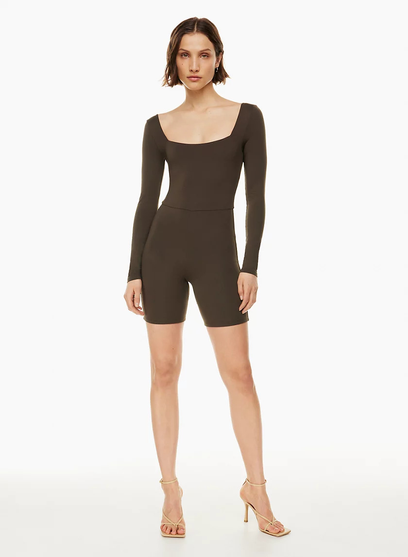 CONTOUR SQUARENECK LONGSLEEVE ROMPER | Aritzia