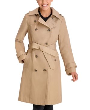 London Fog Double-Breasted Hooded Trench Coat, Created for Macy's | Macys (US)