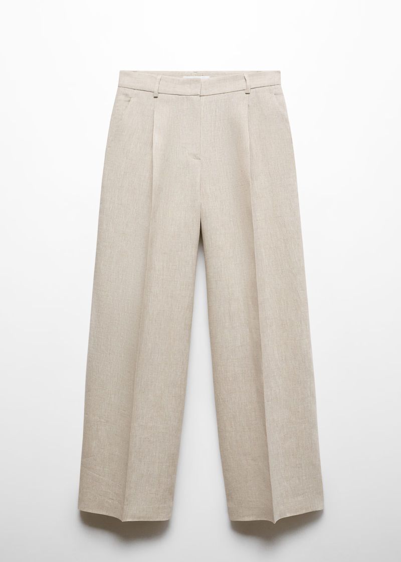 Straight linen-blend trousers -  Woman | Mango Netherlands | MANGO (NL)