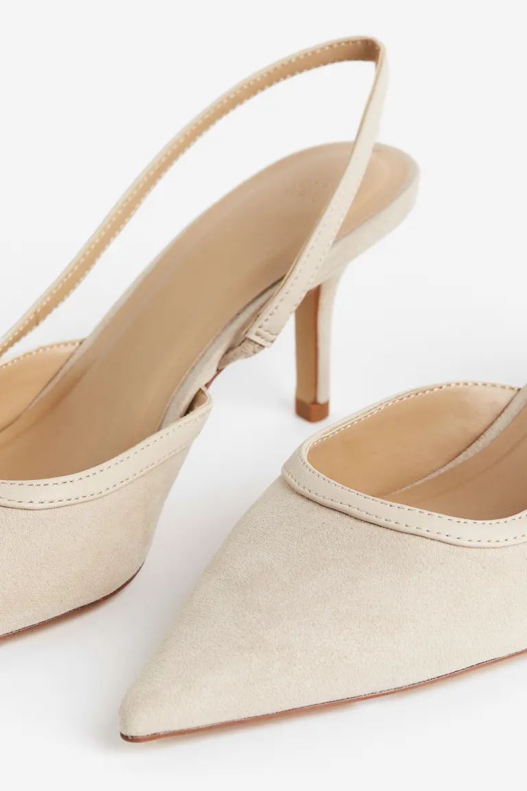Slingback court shoes - Light beige - Ladies | H&M GB | H&M (UK, MY, IN, SG, PH, TW, HK)