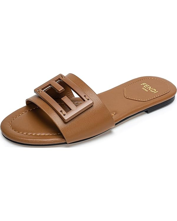 Womens Slip On Flat Sandals Fashion Dressy Open Toe Summer Slide Outdoor Sandals | Amazon (US)