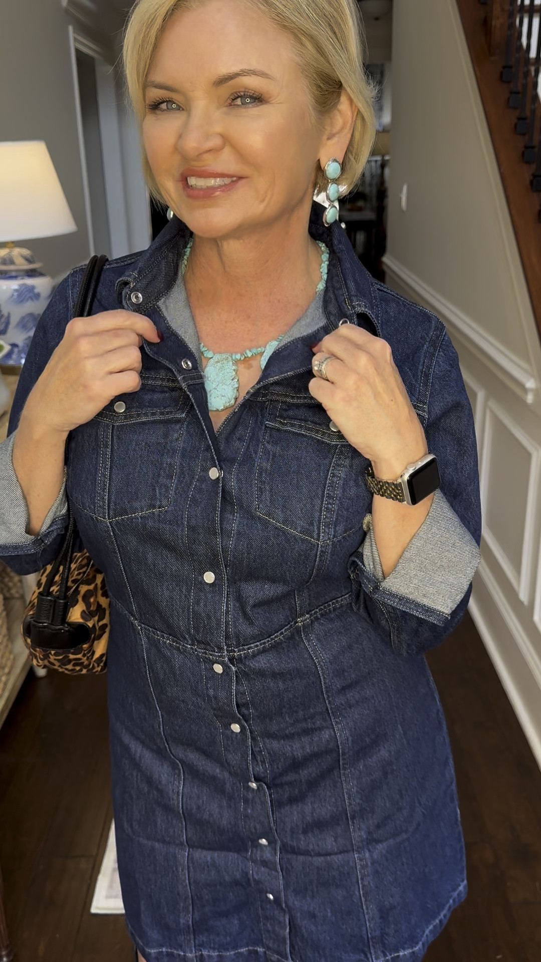 The western trend is still going strong! This cute denim dress from GAP Factory would make a cute Thanksgiving look! Pair it with some turquoise jewelry & western boots. I'm wearing it in size Small. 

Thanksgiving outfit
Boots
Fall outfits
Leopard print
Holiday outfits
Country concert outfit
Petite outfit
Over 50
Denim dress

#fashionover50
#affordablefashion
#midlifefashion
#midlifestyle


#LTKStyleTip #LTKFindsUnder100 #LTKVideo