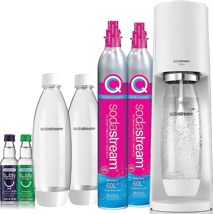SodaStream Terra Sparkling Water Maker Bundle (White), with CO2, DWS Bottles, and Bubly Drops Fla... | Amazon (US)