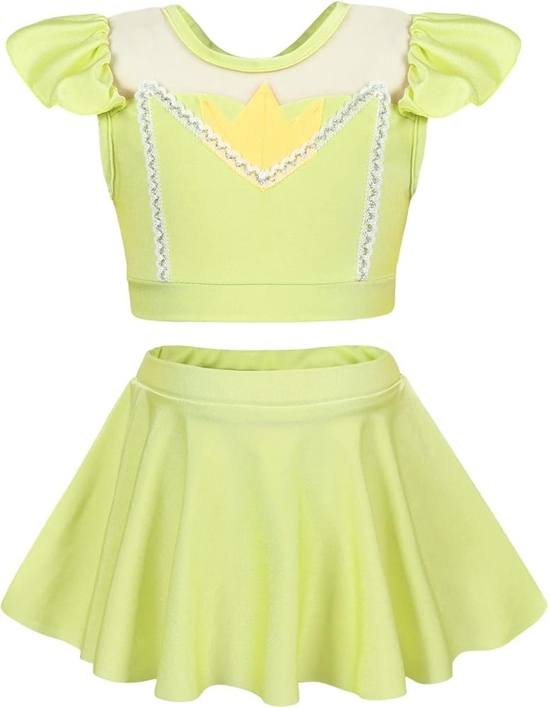 Jurebecia Girls Two Piece Swimsuit Princess Bikini Set Toddle Kids Ruffles Bathing Suit Role Play... | Amazon (US)