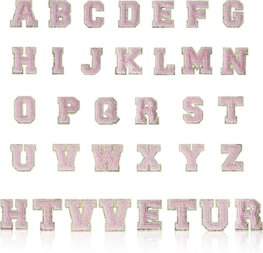 HTVVETUR 26 Pcs Iron on Letters Chenille Letter Patches - Varsity Letter Patches Iron on Patches ... | Amazon (US)